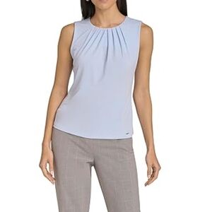 NWOT Calvin Klein Pleated Sleeveless Blue Blouse